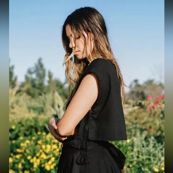 NWT Free People Sundown Skirt Set Midi Skirt and Crop Top Black - Picture 2 of 3